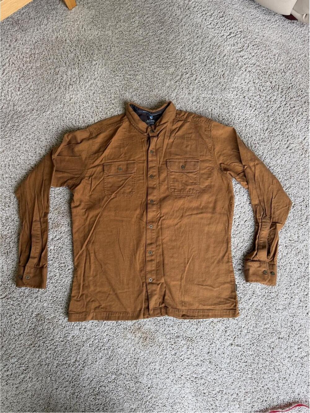 Kuhl Men's Rust Brown Lightweight work Shirt Large long sleeve button up